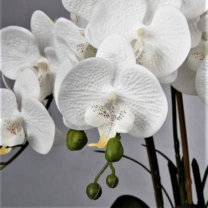 VIKTORIA' SECRET PARIS - Artificial Orchid Fake Flowers Real Touch - Silver Ceramic Pots - 45 Cm - Plant indoor - Home kitchen  - Decoration